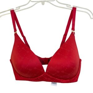 Lauren Ralph Lauren Red‎ Wirefree TShirt Bra Logo Print 34D NWT